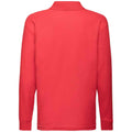 Red - Back - Fruit Of The Loom Childrens-Kids Long Sleeve Pique Polo Shirt