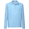 Sky Blue - Front - Fruit Of The Loom Childrens-Kids Long Sleeve Pique Polo Shirt