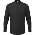 Black - Front - Premier Adults Unisex Long Sleeve Grandad Shirt