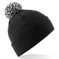 Black-White - Front - Beechfield Unisex Adult Beanie