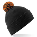 Black-Orange - Front - Beechfield Unisex Adult Beanie