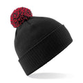 Black-Classic Red - Front - Beechfield Unisex Adult Beanie