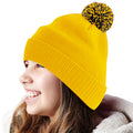 Mustard-Off White - Front - Beechfield Unisex Adult Beanie