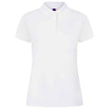 White - Front - Henbury Womens-Ladies Pique Polo Shirt