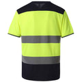 Yellow-Navy - Back - Yoko Mens Two Tone Hi-Vis T-Shirt