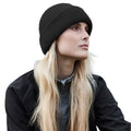 Black - Side - Beechfield Wind Resistant Recycled Beanie