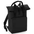 Black - Front - Bagbase Unisex Adult Roll Top Twin Handle Backpack