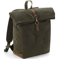 Olive - Front - Quadra Heritage Leather Trim Backpack