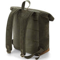 Olive - Back - Quadra Heritage Leather Trim Backpack