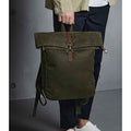 Olive - Side - Quadra Heritage Leather Trim Backpack