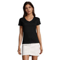 Deep Black - Front - SOLS Womens-Ladies Imperial V Neck T-Shirt