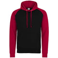 Jet Black-Fire Red - Front - Awdis Mens Baseball Hoodie