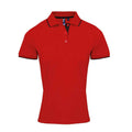 Red-Black - Front - Premier Womens-Ladies Coolchecker Contrast Pique Polo Shirt