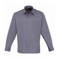 Steel - Front - Premier Mens Poplin Long-Sleeved Shirt