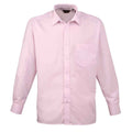 Pink - Front - Premier Mens Poplin Long-Sleeved Shirt