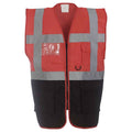 Red-Black - Front - Yoko Unisex Adult Executive Hi-Vis Waistcoat