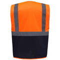 Orange-Navy - Back - Yoko Unisex Adult Executive Hi-Vis Waistcoat