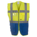 Yellow-Royal Blue - Front - Yoko Unisex Adult Executive Hi-Vis Waistcoat