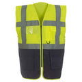 Yellow-Navy - Front - Yoko Unisex Adult Executive Hi-Vis Waistcoat