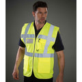 Yellow - Back - Yoko Unisex Adult Executive Hi-Vis Waistcoat