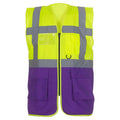 Yellow-Purple - Front - Yoko Unisex Adult Executive Hi-Vis Waistcoat