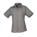 Dark Grey - Front - Premier Womens-Ladies Poplin Short-Sleeved Blouse