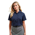 Navy - Back - Premier Womens-Ladies Poplin Short-Sleeved Blouse