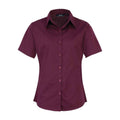 Aubergine - Front - Premier Womens-Ladies Poplin Short-Sleeved Blouse