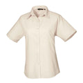 Natural - Front - Premier Womens-Ladies Poplin Short-Sleeved Blouse