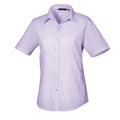 Lilac - Front - Premier Womens-Ladies Poplin Short-Sleeved Blouse