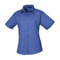 Royal Blue - Front - Premier Womens-Ladies Poplin Short-Sleeved Blouse