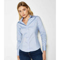 Light Blue - Side - Kustom Kit Womens-Ladies Premium Oxford Tailored Long-Sleeved Shirt