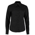 Black - Front - Kustom Kit Womens-Ladies Premium Oxford Tailored Long-Sleeved Shirt