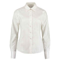 White - Front - Kustom Kit Womens-Ladies Premium Oxford Tailored Long-Sleeved Shirt