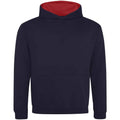 New French Navy-Fire Red - Front - Awdis Childrens-Kids Varsity Hoodie