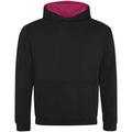 Jet Black-Hot Pink - Front - Awdis Childrens-Kids Varsity Hoodie