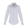 Silver - Front - Premier Womens-Ladies Poplin Stretch Long-Sleeved Shirt