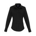 Black - Front - Premier Womens-Ladies Poplin Stretch Long-Sleeved Shirt