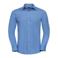 Corporate Blue - Front - Russell Collection Mens Poplin Tailored Long-Sleeved Shirt