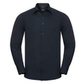 French Navy - Front - Russell Collection Mens Poplin Tailored Long-Sleeved Shirt