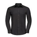 Black - Front - Russell Collection Mens Poplin Tailored Long-Sleeved Shirt