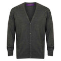 Grey Marl - Front - Henbury Mens Cotton Acrylic V Neck Cardigan