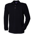 Black - Front - Henbury Mens Pique Long-Sleeved Polo Shirt