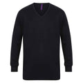 Navy - Front - Henbury Mens Cotton Acrylic V Neck Sweatshirt