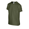 Military Green - Side - Gildan Childrens-Kids Plain Cotton Heavy T-Shirt