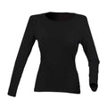 Black - Front - SF Womens-Ladies Feel Good Plain Stretch Long-Sleeved T-Shirt