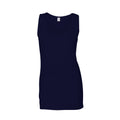 Navy - Front - Gildan Womens-Ladies Softstyle Plain Tank Top