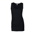 Black - Front - Gildan Womens-Ladies Softstyle Plain Tank Top