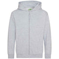 Heather Grey - Front - Awdis Childrens-Kids Heather Full Zip Hoodie