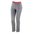 Sports Grey-Hot Coral - Front - Spiro Womens-Ladies Fitness Jogging Bottoms